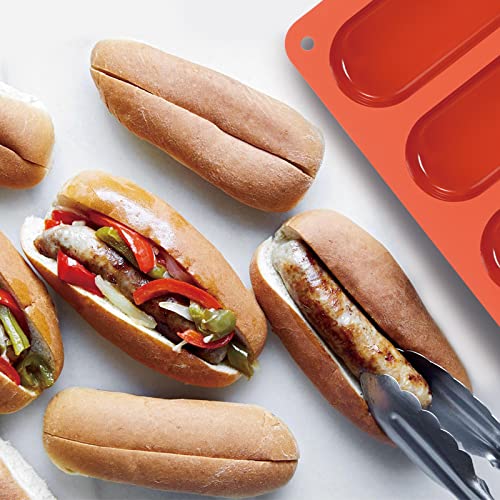 Webake 6 Inch Hot Dog Bun Pan, 2 Pack SIlicone Hotdog Bun Molds Nonstick Bread Forms, Mini Baguette Sandwich Baking Tray for Hot Dog Bun Rolls Cake and Eclair - Image 5