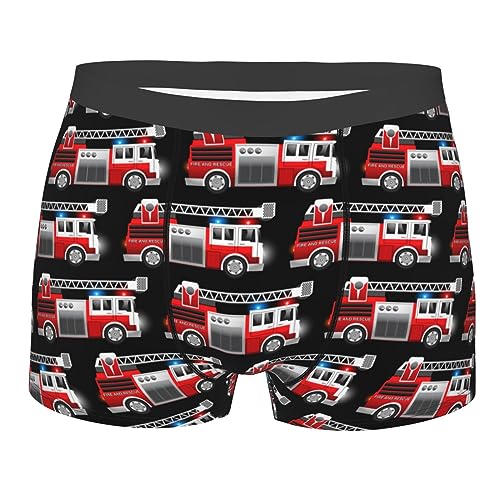 Boxershorts Herren Rotes Feuerwehr- Und Rettungsauto Sportunterwäsche Bequeme Men Retroshorts Mit Stretch Männer Unterwäsche, Für Freund, Männer, Familie, S