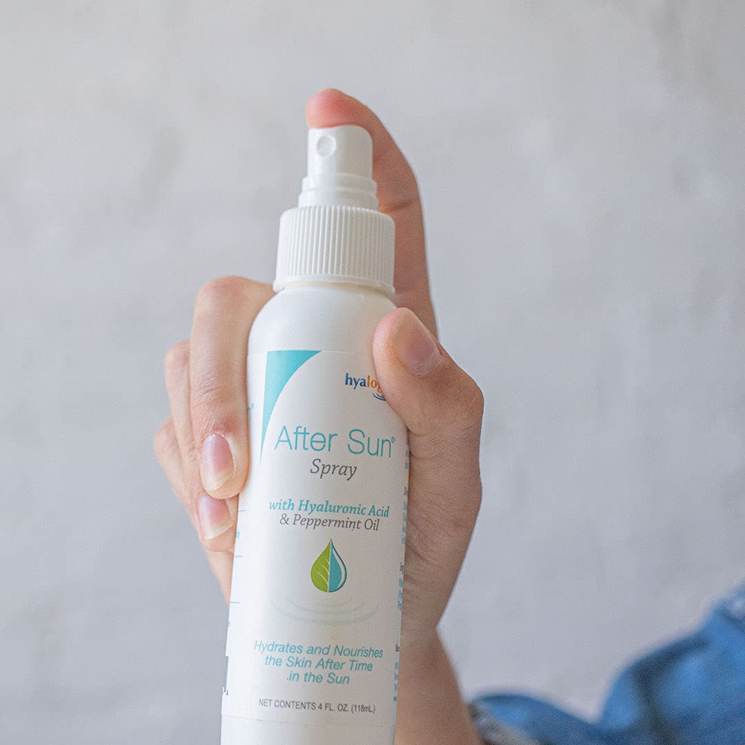 Hyalogic After Sun Spray with Hyaluronic Acid & Peppermint Oil –Sunburn Relief Spray – Vegan Summer Skin Care (4 fl oz)