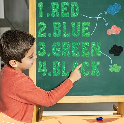Image of Bulletin Board Letters 129 PCS Glitter Letter Stickers Large 4 Inch, Green | 12 Sheets,Alphabet Number Stickers,Self-Adhesive,Sticker Letters for Poster Board,Classroom,Display,Mailbox,Craft,Party Decor