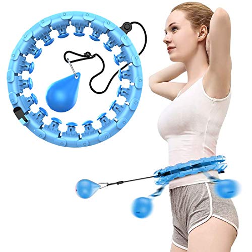 ROUSKY Aro inteligente con peso Hoola para adultos principiantes no se caerá, abdominales fitness aumenta la belleza, pérdida de peso y masaje, 24 nudos desmontables (azul) Cover