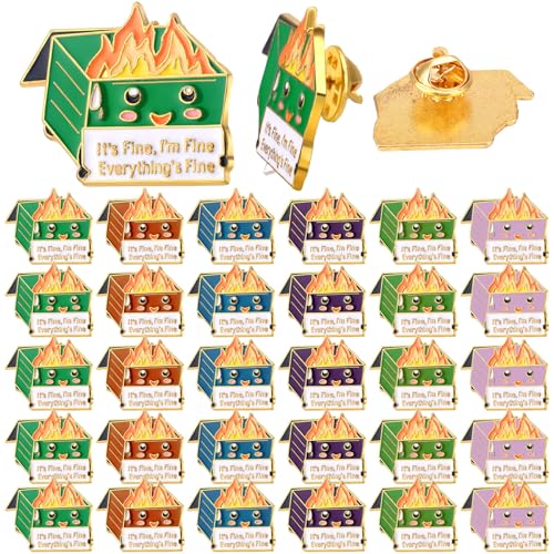 Image of Ferreve Dumpster Fire Pins Bulk Back to School Gift for Teacher Appreciation Pin Funny Dumpster Fire Office for Staff