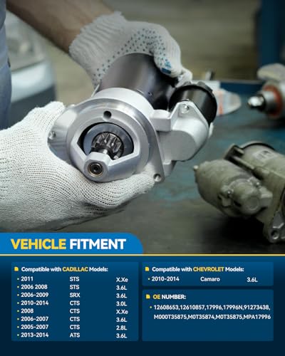 Image of PHILTOP Starter Motor 17996N Compatible with 2005-2014 CTS,2010-2014 Camaro,2006-2009 SRX,2006-2011 STS,2013-2014 ATS 12V 1.4KW12 Teeth CW 12608653,12610857,17996,17996N,91273438,M000T35875