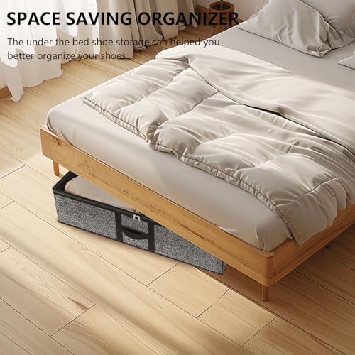 Image of homyfort Under the Bed Shoe Organizer Fits 12 Pairs and 4 Pairs Boots,Sturdy & Breathable Materials,Underbed Storage Solution for Kids Men & Women Shoes,Great Space Saver for Your Closet Set of 2