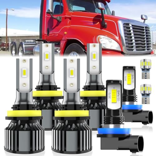 Image of For Freightliner Cascadia Commercial Truck 2008-2017 light Bulbs, Hi-Lo Dual Beam Fog Light Bulb License Plate Light Combo, Plug-and-Play Installation, 8 Pack