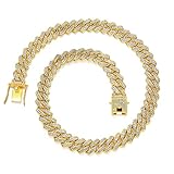 13mm Cuban Link Chain For Men Women Iced Out Chain Miami Cuban Necklace Bling Diamond Chains Hip Hop Jewelry （Gold 16inch）