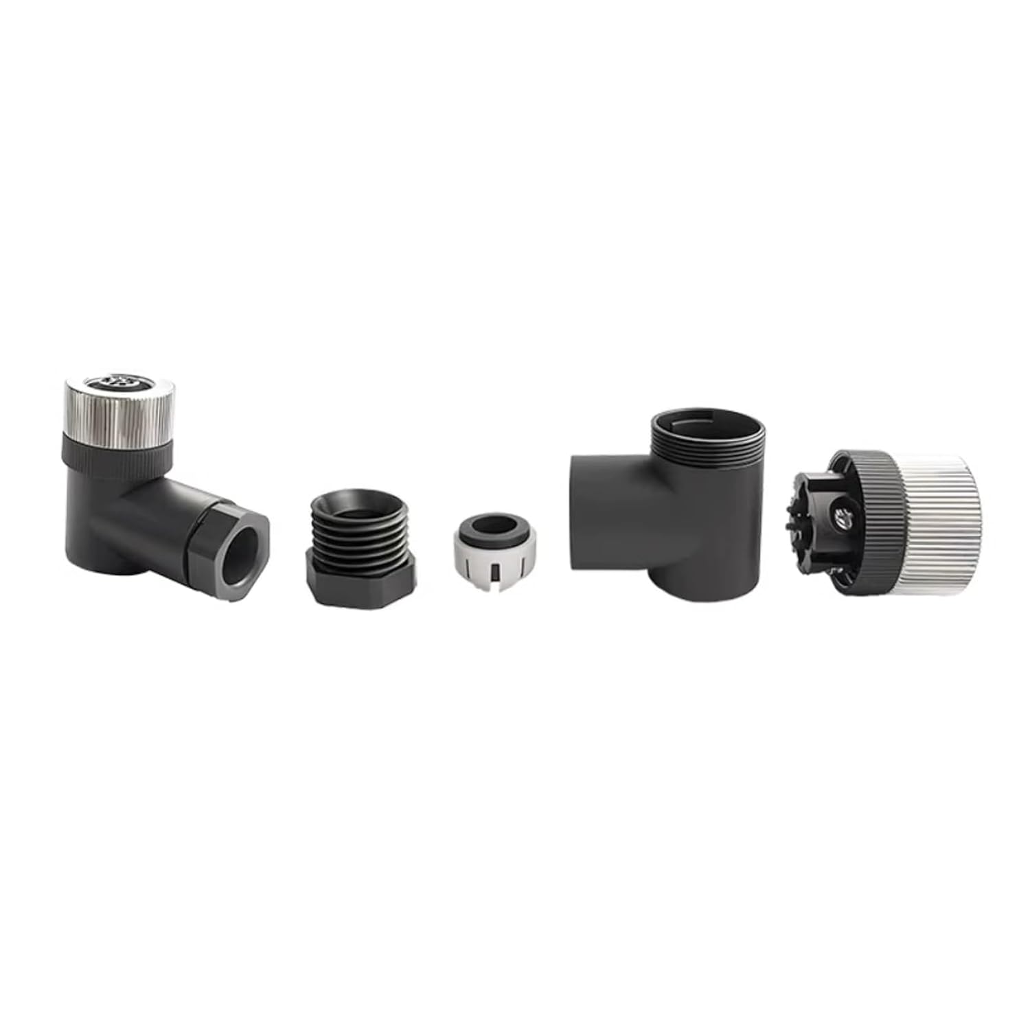 5 Pcs M12 8 Pin A Code Female Connector, IP67 Waterproof A Code Industrial Circular Connector Field Assembly Wireable Adapter Unshielded Right Angle Type Sensor for PG7 Cable 60V 4A