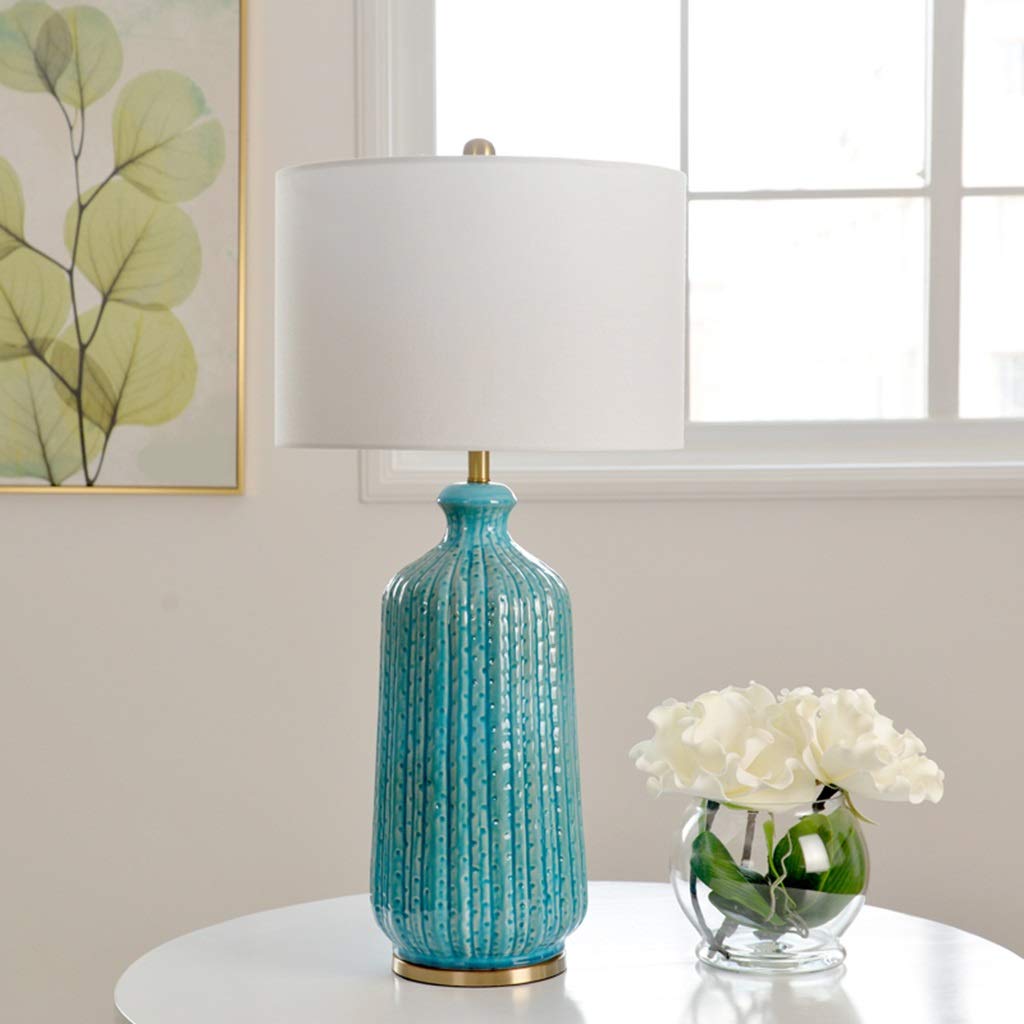 Tischlampe Kaffeeschreibtischlampe, Blaue Textur Bump Keramik Schreibtischlampe Student Lesen Augenschutz Leichte Nachttische Studie Nachtlicht Leselampe/36 * 68Cm