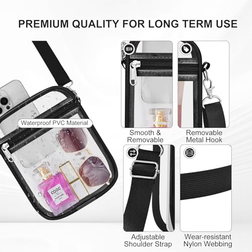 Clear Bag Stadium Approved Clear Purse for Women Clear Crossbody Bag for Stadium Events Concerts Festivals3