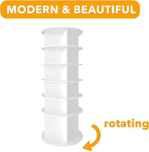 Miniatura 7 de SpaceAid Zapatero giratorio de 6 niveles, diseño de parte inferior alta, torre giratoria de almacenamiento Lazy Susan, estante giratorio 360,