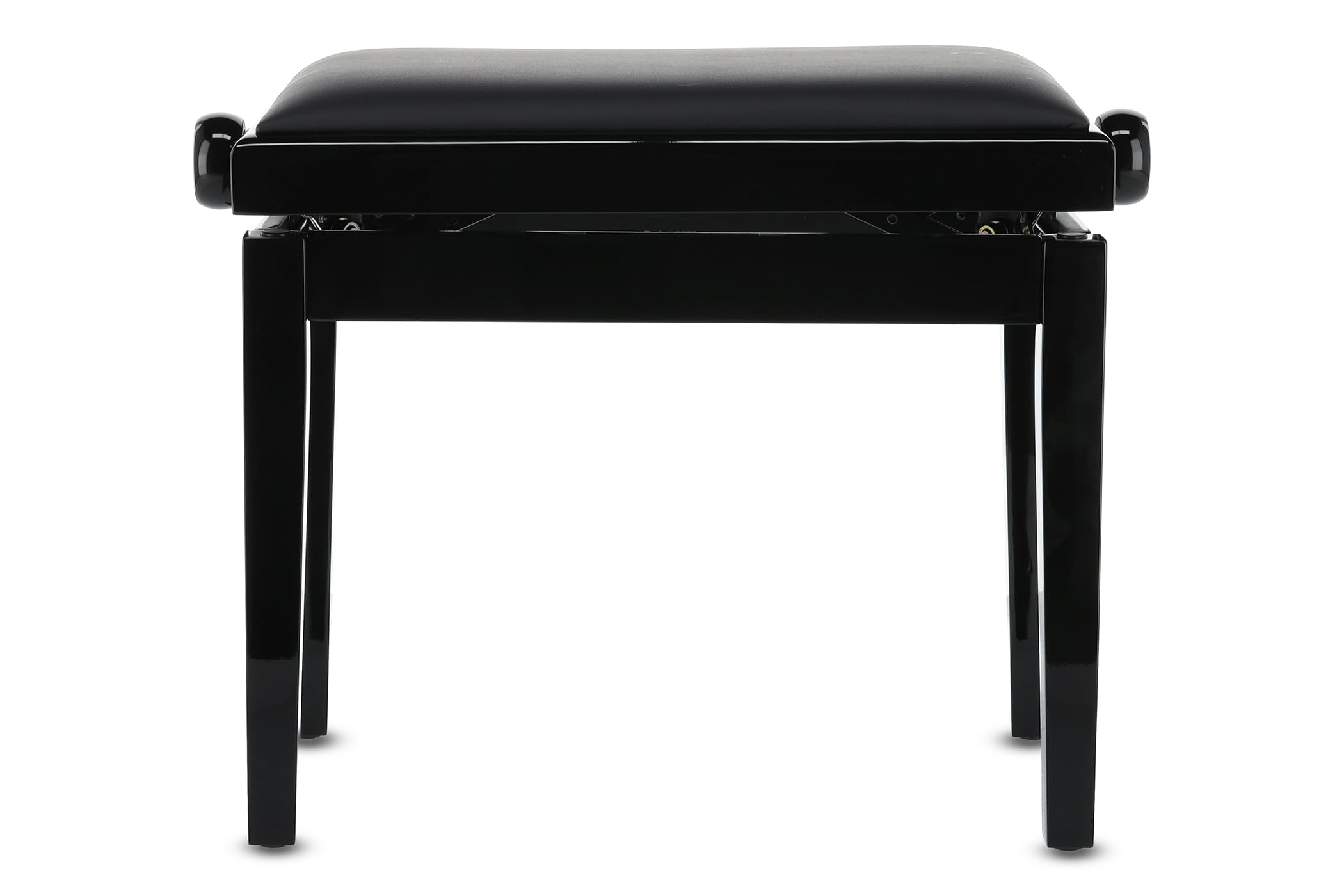 GEWA Pianobank Deluxe Vinyl - Schwarz Hochglanz - Massivholz - Vinyl Sitzbezug - 52x30cm Sitzfläche - Höhenverstellbar - Hochfeste Fixierung - 2t Bruchlast
