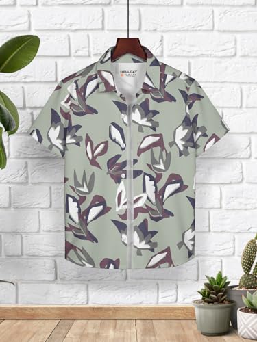 Image of HELLCAT Beige Trendy Regular Fit Printed Causal Shirt for Boys