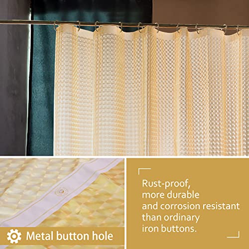 Image of NTBAY EVA Semi-Transparent Clear Shower Curtain with Yellow Checkered, Water-Repellent Liner with 3 Magnets for Bathroom, 72x72 Inches