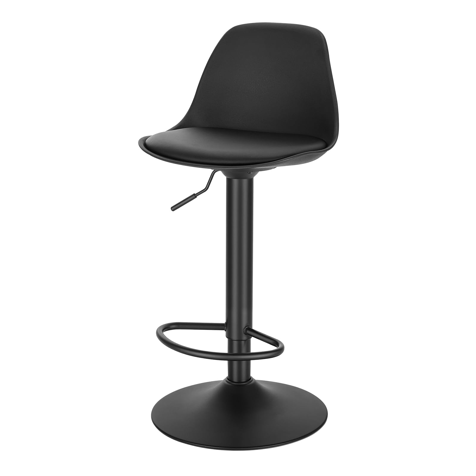 EUGAD Bar Stool Black Kitchen Counter Island Bar Chair Single, Soft Leatherette PU Seat, Solid Adjustable Gas Lift Frame 0651BY-1