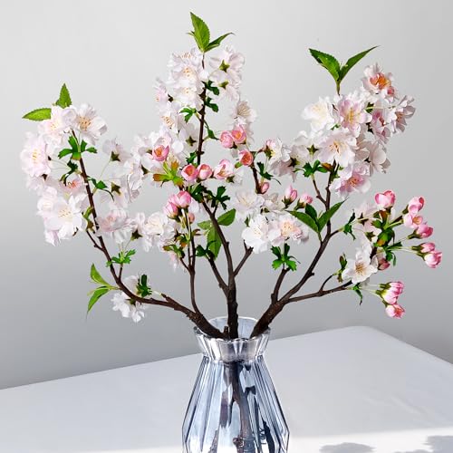 ROLLWAY 3PCS Künstliche Kirschblütenzweige Deko 49cm Rosa Kunstblumen Frühling Kirschblüten Zweige Künstliche Blumen Kirschzweige Magnolienzweig Seidenblumen Frühlingsblumen Kunstzweige Sakura (Rosa)