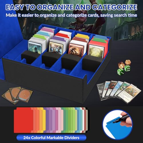Image of AOBOPLE Trading Card Storage Box,3200+ Card Box Storage with 24 Dividers and 4 Foam Supporters PU Leather Magnetic Cards Deck Case for MTG TCG Magic and Sport Cards,Great Gift for Card Collectors