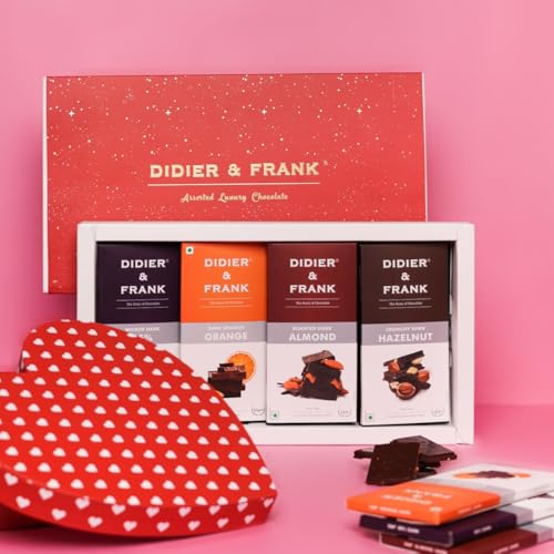 Image of Didier & Frank Luxury Assorted Chocolate Gift Box | Rakhi Gift Pack | Premium Assorted Chocolates | 4 x 40g Bars (160g Total) | Festive Chocolate Gift