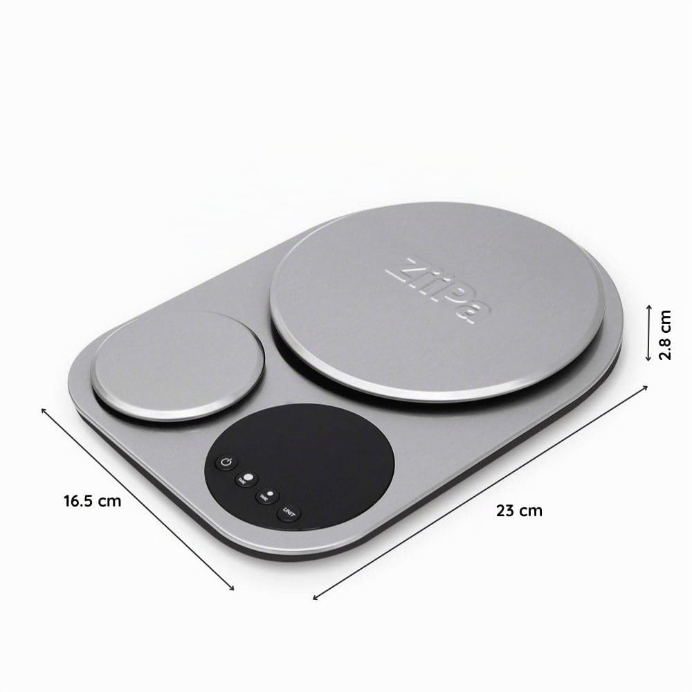 ZiiPa • Balance SEROLA Double Plateforme Précise • Jusqu’à 5kg • Multi-unités • Écran LCD • Récipient Inclus • Ultra Compacte