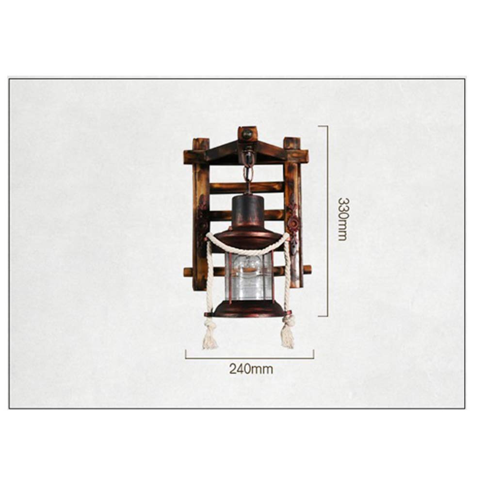 Massivholz Retro Lichter Rustikale Wandleuchte Wohnzimmer Wandlampe Schlafzimmer Wand Kreativ Gang Korridor Bar Cafe Laterne Vintage Glas Holz Treppe Design Wandleuchten Keine Lichtquelle