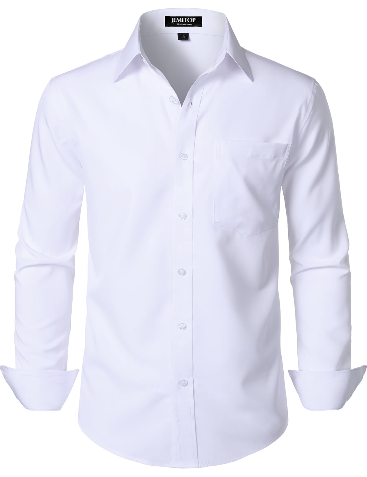 JEMITOP Men's Stretch Regular Fit Long Sleeve Dress Shirts Lightweight Business Casual Button Down Shirts with Pocket