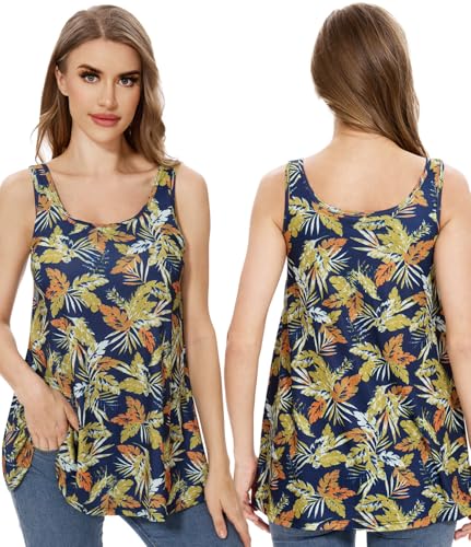 Image of Rosyline Tank Top for Women with Built in Bra Flowy Swing Undershirt Tank Tops S-4XL