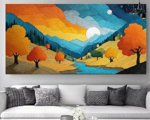 Peinture Diamant Grand Format ValléE 70x140cm | Le Cadeau Créatif Idéal Décoration Maison
