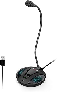 USB PC Microphone, Computer Recording Condenser Cardioid Mic with Mute Button & LED Indicator for Laptop, Mac, PS4 - Voice Recording, Podcasting, Skype, YouTube, Games, Streaming (JV603 Black)