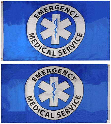 Trade Winds EMS Emergency Medical Service Blue Premium Quality Heavy Duty Fade Resistant Rough Tex 68D Double Sided 3x5 3'x5' Woven Poly Nylon Flag Banner