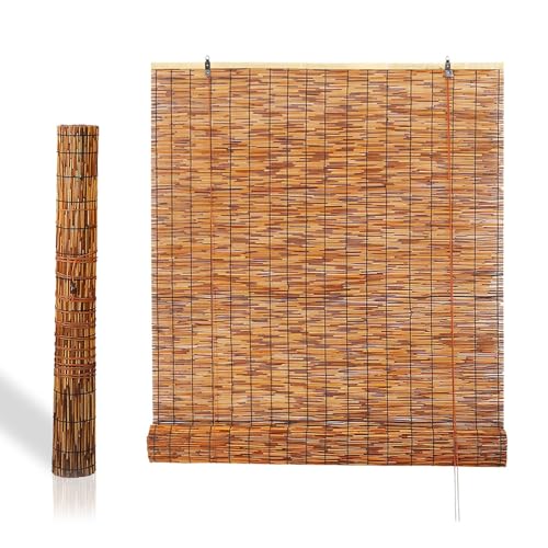 Persianas Enrollables De Bambú Retro, Estores Cortina De Bambú 50 60 65 80 95 100 105 120 150 155 160 180cm Anti UV, Impermeable, para Privacidad En Ventanas/Jardín/Patio/Exterior/Interior