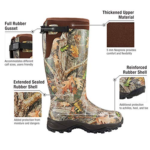 HISEA Rubber Hunting Boots, Tall Warm Neoprene Waterproof Insulated Basic Hunting Boots, Mens Adjustable Winter Boots Durable Slip Resistant Outdoor Hunting Fishing Working Boots for Men2