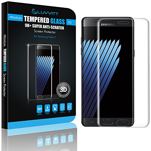 Galaxy Note 7 Tempered Glass Screen Protector, LUVVITT Tempered Glass Screen Protector [Full Coverage] for Samsung Galaxy Note 7 - Crystal Clear