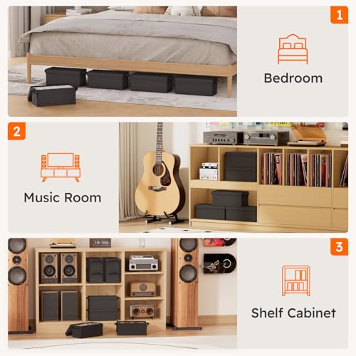 Lifewit CD Storage Box, Stackable CD Case Holder Organizer, Foldable CDs Container with Lid, Handles, Media Organizer Bin for Albums 13.2" L x 5.9" W x 5.3" H Holds up to 120 PCS CDs (30 Each), 4 Pack by Lifewit - Used condition - Image 9