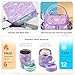 Pawtong Lunch Box Set with Bento Box Container, 17OZ Stainless Steel Food Soup Thermo, Kids Water Bottle & Portable Insulated Lunch Bag, Leakproof, Hot/Cold Retention for School, Travel (Purple-Horse)