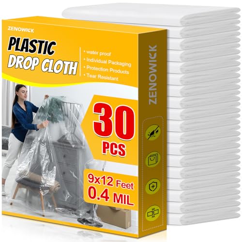 30 Pack Plastic Drop Cloth for Painting and Protection