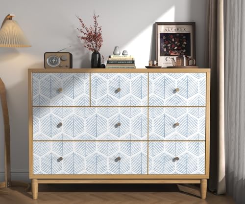Image of OSECAGE Geometric Peel and Stick Wallpaper Blue Contact Paper 17.3''x78.8''