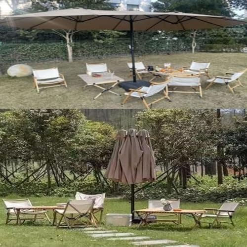 15x9ft Double-Sided Waterproof Umbrella Canopy Replacement - Durable 12-Rib Patio Parasol Cover, Heavy-Duty Sunshade for Outdoor Use, Easy Installation