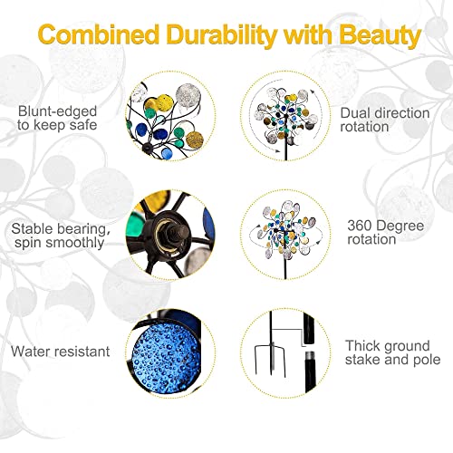 Limehill Wind Spinner For Garden And Yard - Large Metal Kinetic Wind Sculptures Yard Art Outdoor (Multi-Color) #TOP3