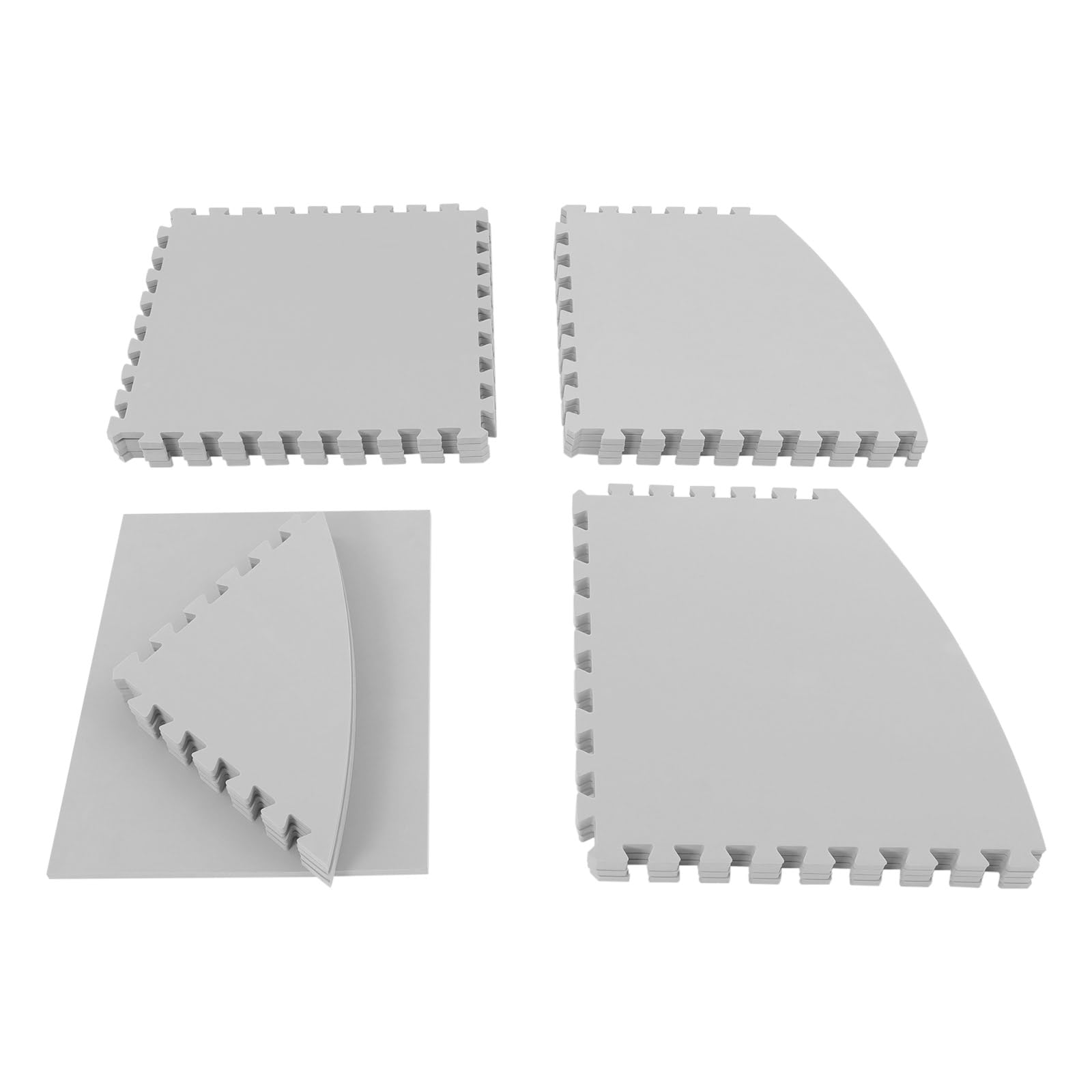 Tapis de protection de sol - Diamètre : 196 cm - En EVA - Tapis puzzle - Pour piscine et jacuzzi - Protection du sol - Gris