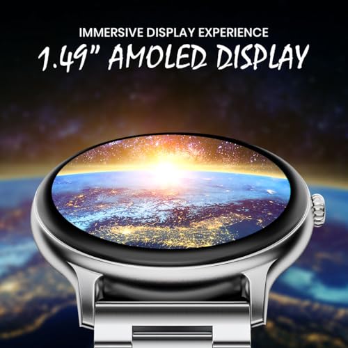 Image of GameSir Glavito Round Dial Smartwatch with 1.49 inch AMOLED Display, 100+ Sports Modes, IP67, Bluetooth Calling, Functional Crown Control, Health Tracking, 100+ Watch Faces for Men & Women (Metal Silver)