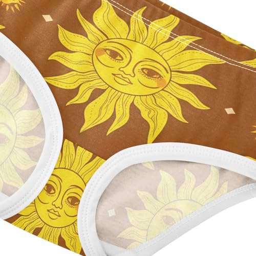 Yellow Suns Crescent Moons Brown Girls Underwear Toddler 2t Cotton Panties Little Girl Animals Undies Kids Briefs4
