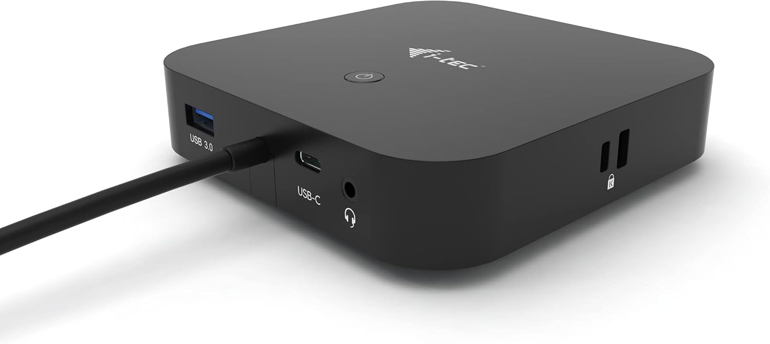 i-tec USB-C Dual Display Docking Station with USB-C cable connected