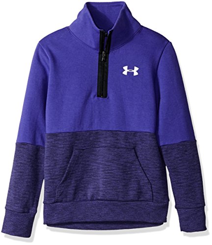 Under Armour Girls Double Knit 1/2 Zip, Constellation Purple (530)/White, Youth Large