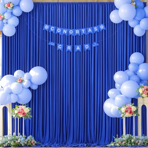 Royal Blue Backdrop Curtain for Parties Wrinkle Free Blue Photo Curtains Backdrop Drapes Fabric Decoration for Wedding Birthday Party Baby Shower 5ft x 8ft,2 Panels