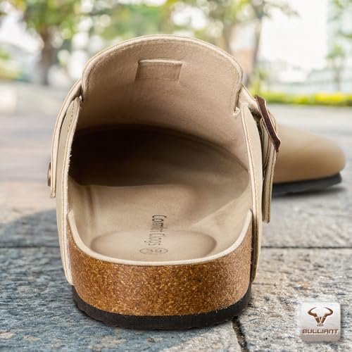 Image of BULLIANT Women Mules Clogs-Memory Foam Cushioned Cork Footbed-Fleece Lined