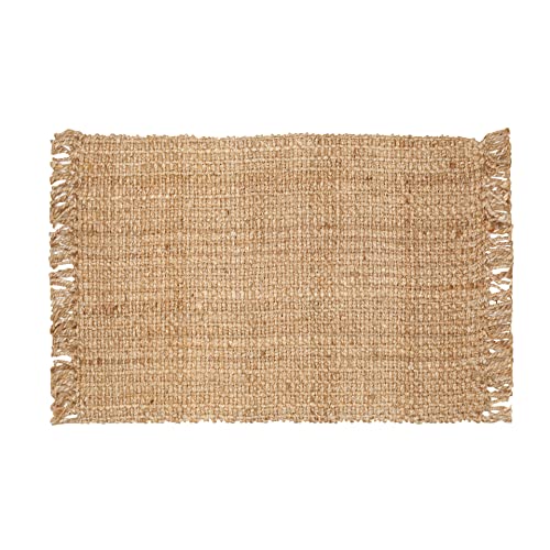 Tapete de yute hecho a mano 2'x3' natural reversible miniatura 6