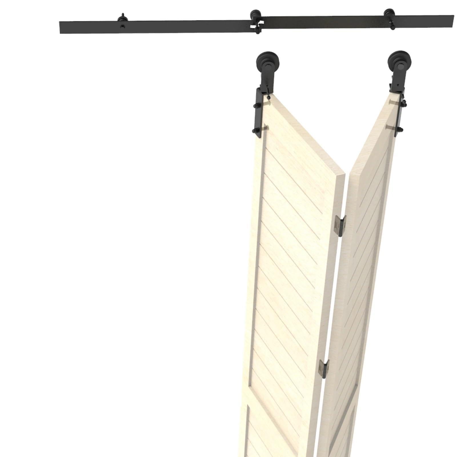 Barn Door Sliding Kit, Bi-Folding Sliding Barn Door Hardware Kit I Shape Roller Track for 2 Doors Smoothly Quietly Easy to Install No(4FT-1.2M)