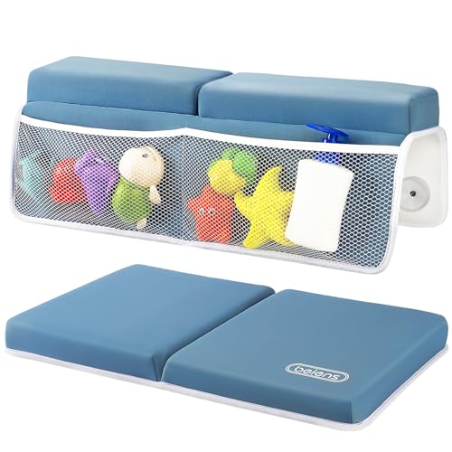 Image of beiens Bath Kneeler and Elbow Rest Pad Set - 1.5'' Comfortable Thick Baby Bath Kneeler Pads, Quick Dry Soft Kneeling Pad for Baby Bath Time, Non-Slip Knee& Arm Support Bathtub Mat with Toys Organizer