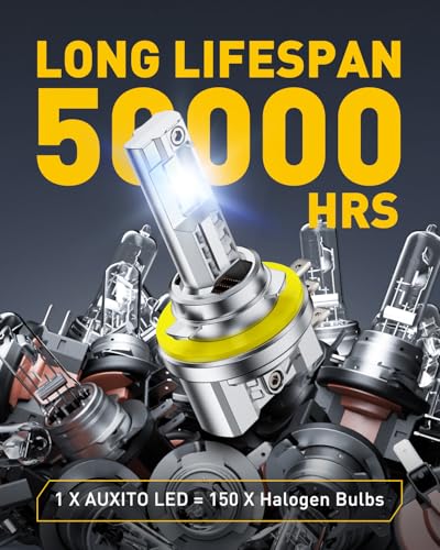 Image of AUXITO H15 DRL Light Bulbs, 50000LM 6500K Cool White, Plug and Play CANbus Ready No Flicker, Pack of 2