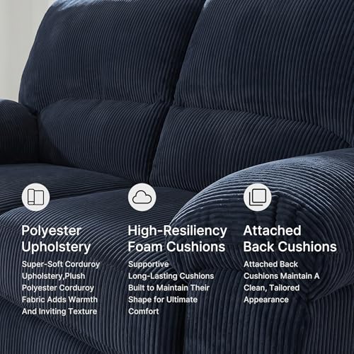 Image of Signature Design by Ashley Loveseat Sofa, 63 in Navy Blue, SimpleJoy