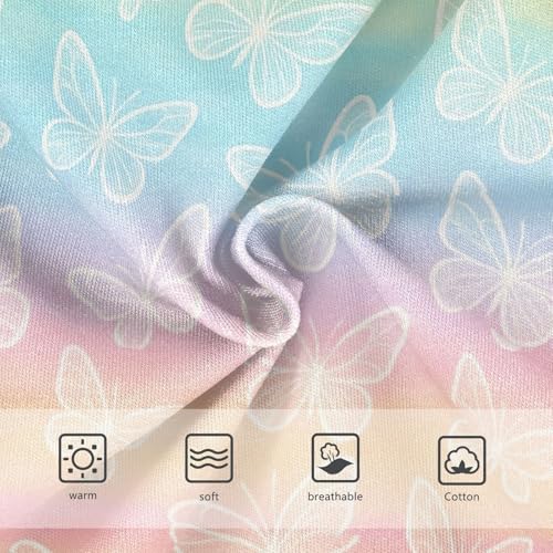 Joisal White Butterfly Pastel Rainbow Stripes Girl Panties Cute Girls Underwear Toddlers Cotton Funny Briefs Kids Undies 2t3